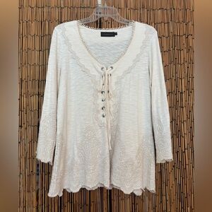 Eternal Sunshine Creations Ivory Lace-Up Top